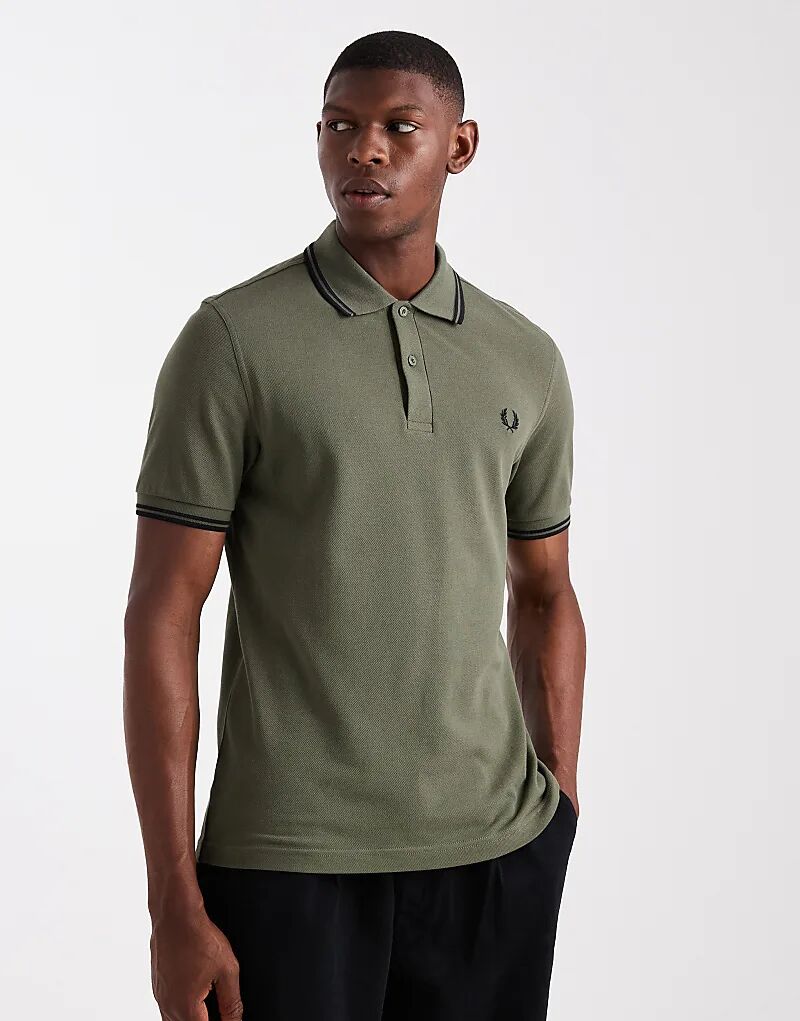

Рубашка-поло Fred Perry с двойным кантом цвета хаки