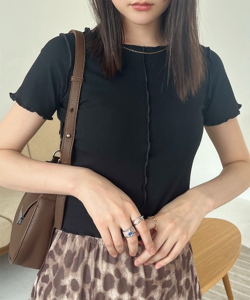 

Облегающий топ с короткими рукавами, двусторонний Rejoule, черный