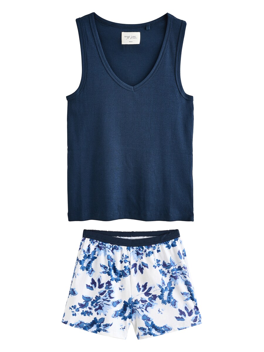 

Короткий пижамный комплект Next, цвет Navy/Pastel blue
