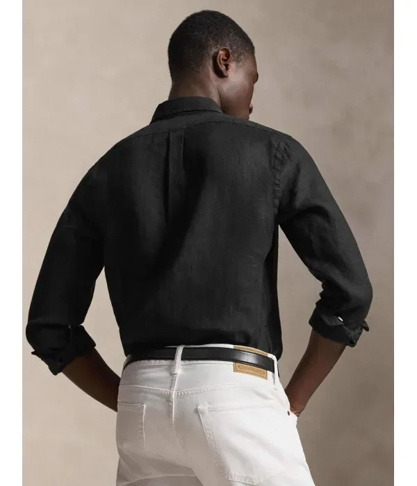 Льняная рубашка slim fit Polo Ralph Lauren, черный — фото 3