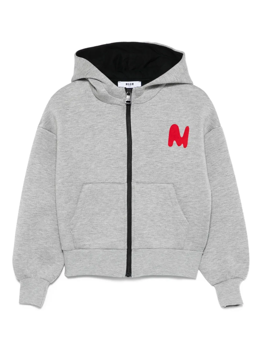 

Худи на молнии с вышитым логотипом Msgm Kids, серый