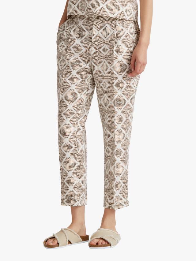 

Укороченные брюки-сигареты из льна с абстрактным принтом Benetton