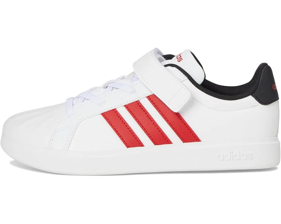 Кроссовки Adidas Kids Streetalk Elastic Lace Shoes (Little Kid), White/Better Scarlet/Black — фото 4