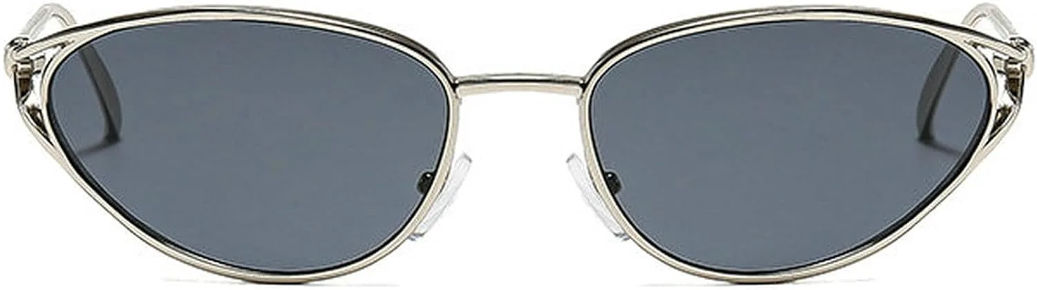 

Солнцезащитные очки COTIA Fashion Oval Y2K для женщин и мужчин, стильные, в форме «кошачий глаз», с металлической оправой, в модном панк-хип-хоп стиле, Silver Grey