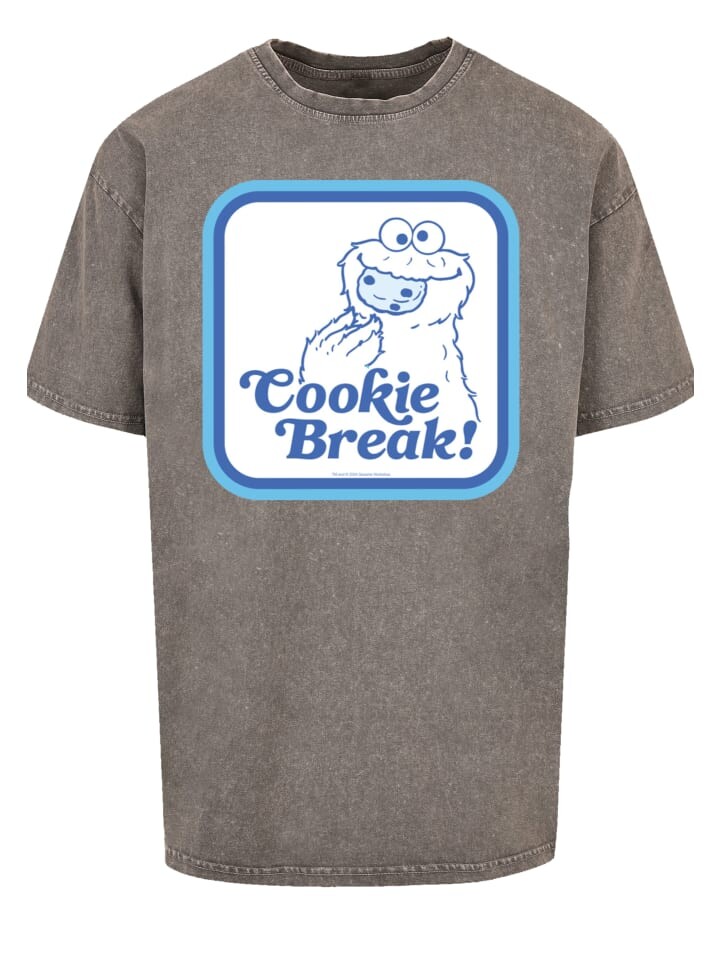 

Футболка F4NT4STIC Oversize T-Shirt Sesamstraße Cookie Bracke, серый