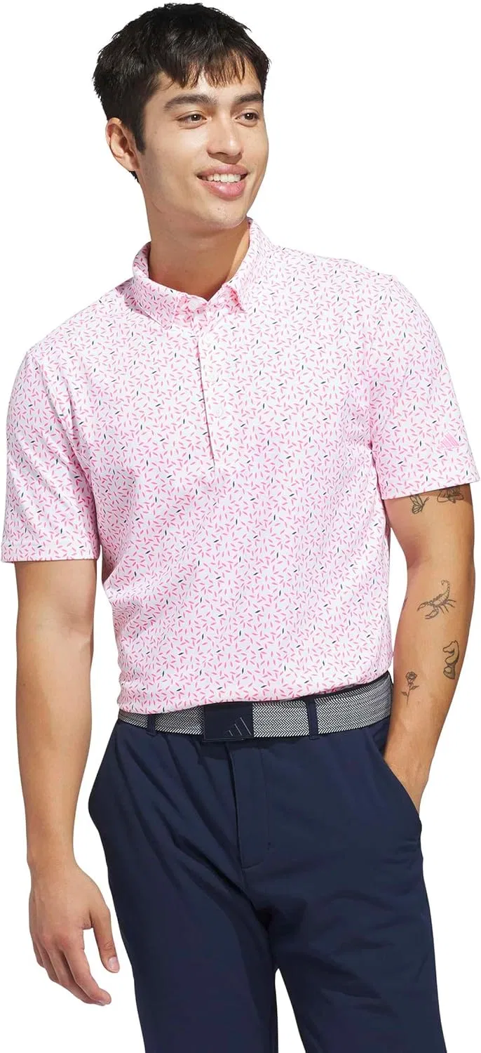 Мужское поло adidas, цвет White, Lucid Pink