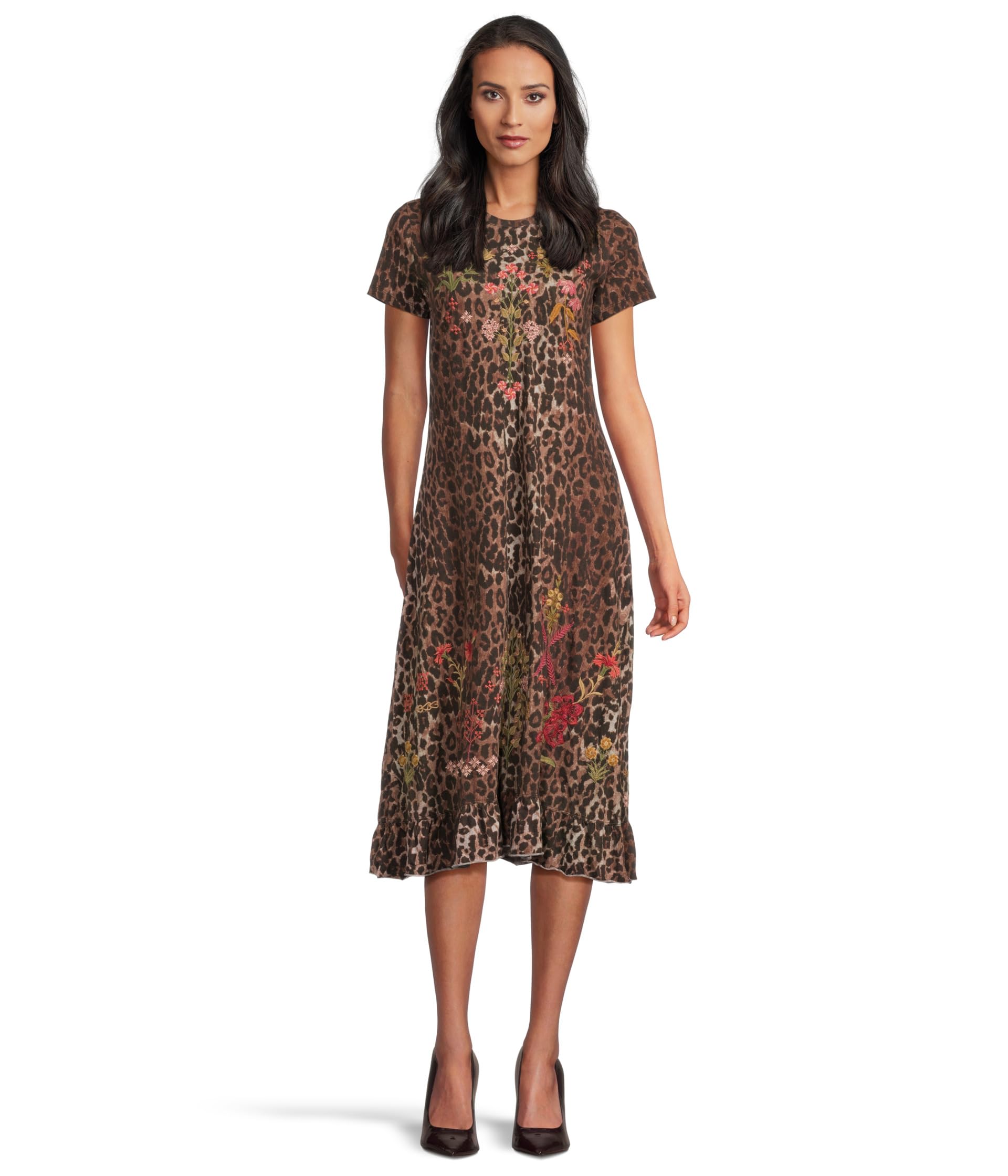 

Платье Johnny Was Short Sleeve Ruffle Hem Dress Malaya, цвет OG Leopard