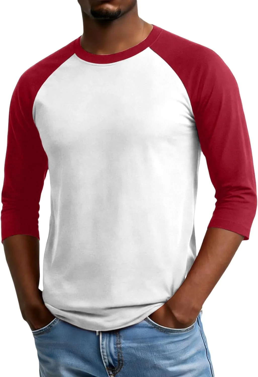 

Мужская бейсболка с рукавом 3/4 Raglan Jersey Tee Tops, S-3XL WENKOMG1