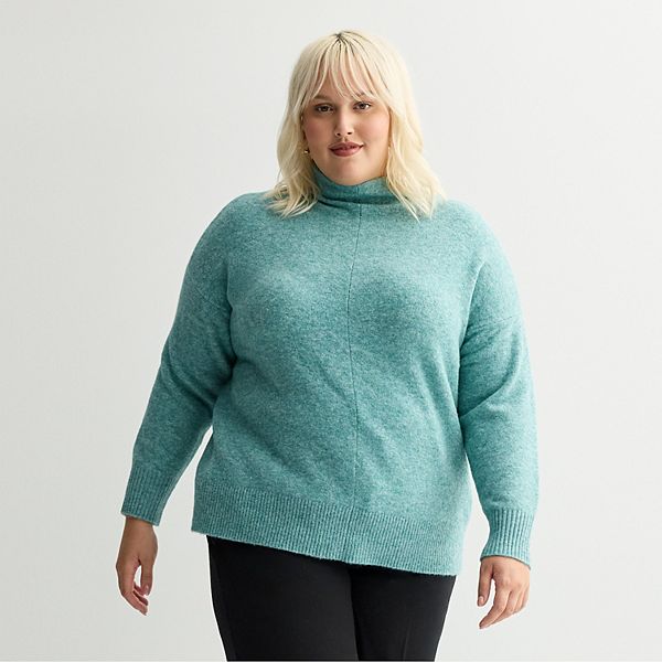 

Свободный свитер с мягкой воронкообразной горловиной Plus size Nine West, Light Mermaid Heather