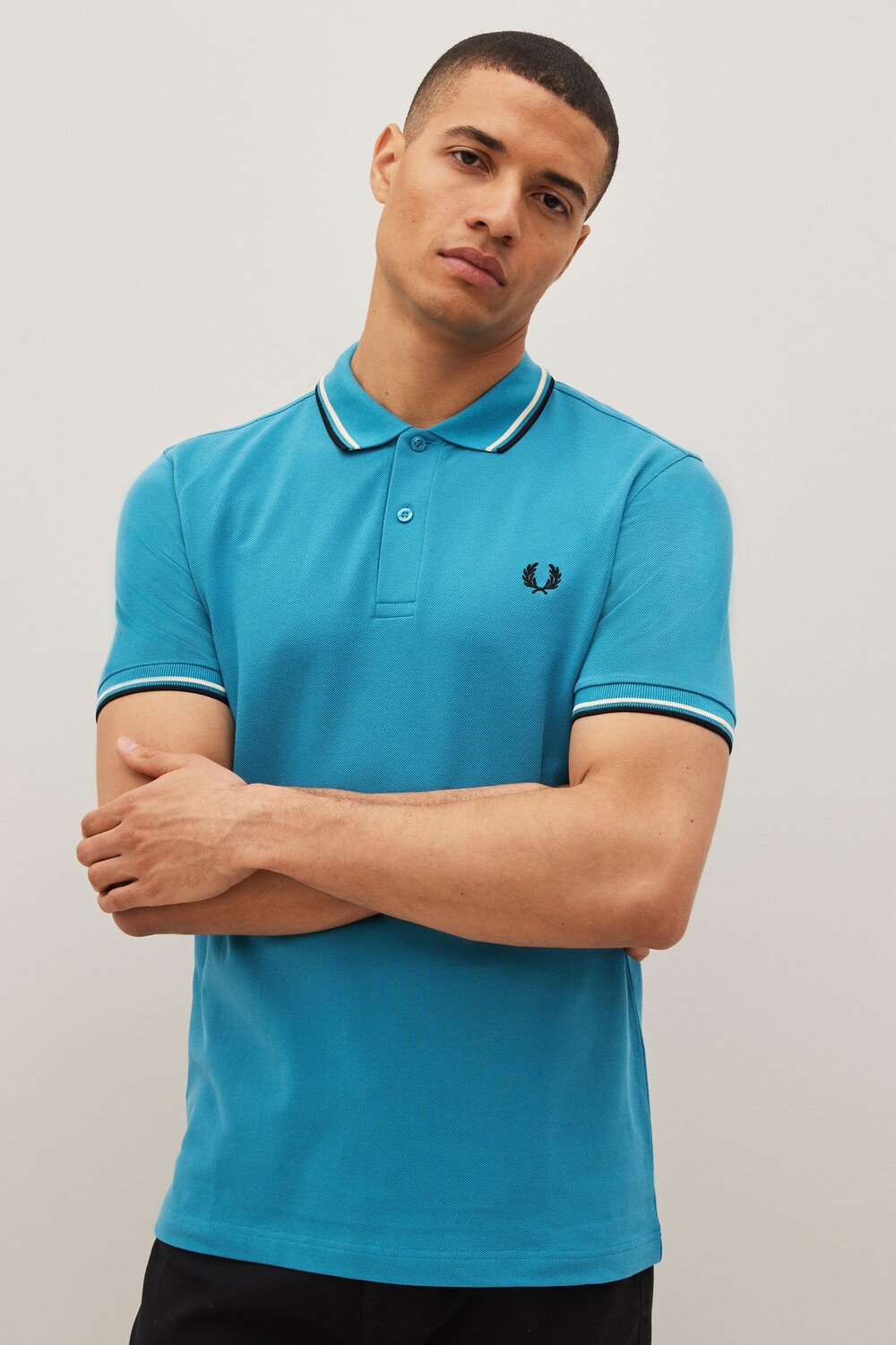 

Мужская рубашка-поло с двойными полосками Fred Perry, синий