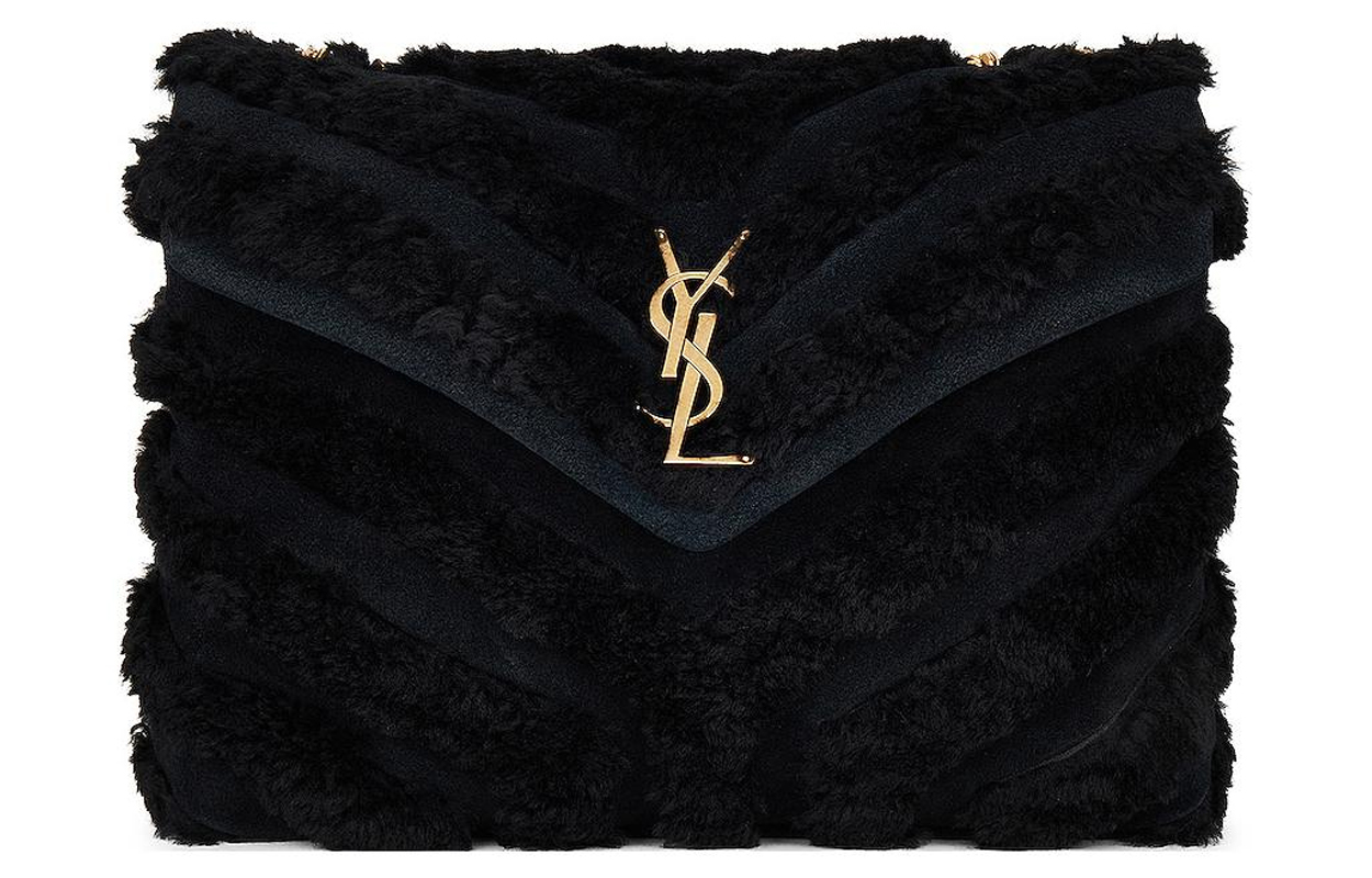 

SAINT LAURENT Сумка через плечо LOULOU из телячьей кожи, женская, черная