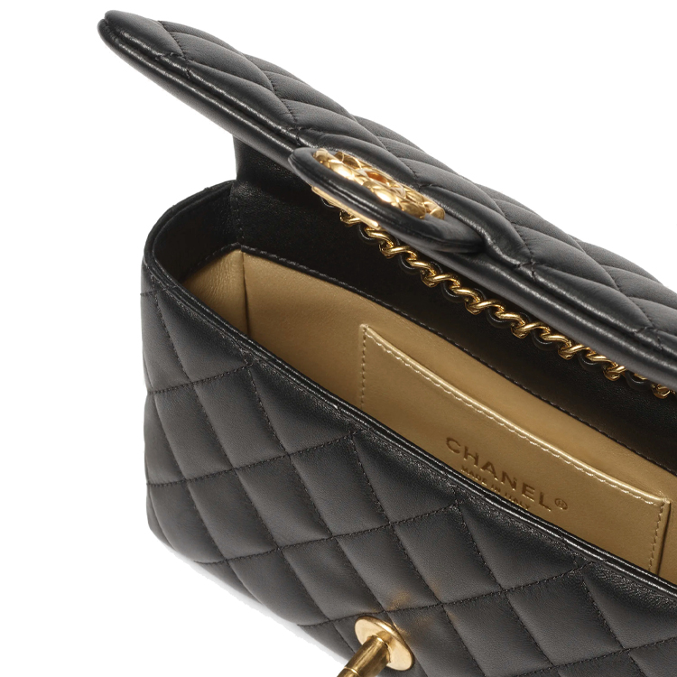 CHANEL Барсетка из ягненка мини женская черная — фото 4