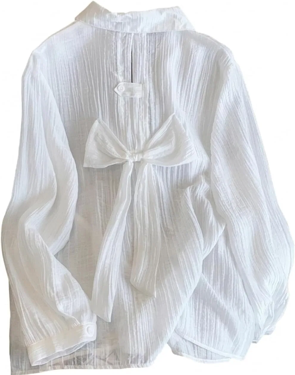 Блуза с разрезом на спине, завязывающаяся сзади Back Ribbon Blouse, белый