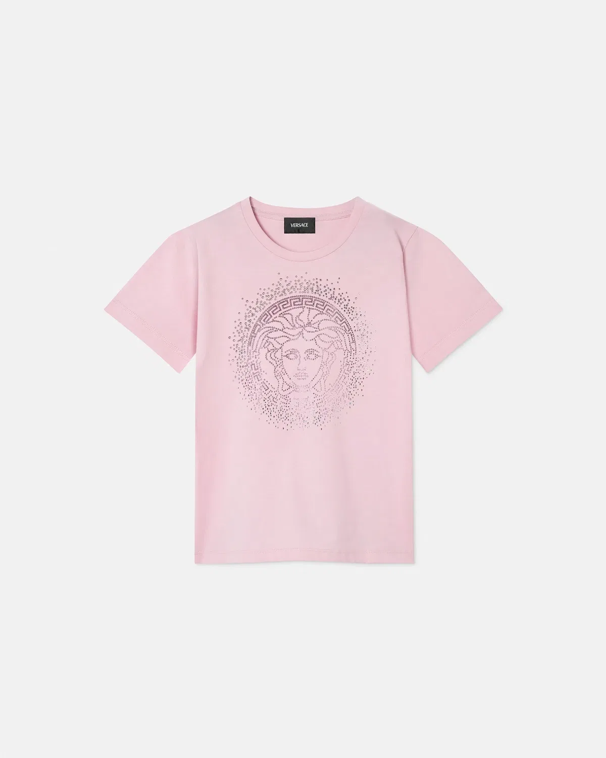 Детская футболка из хлопкового трикотажа с декоративным принтом Versace, розовый