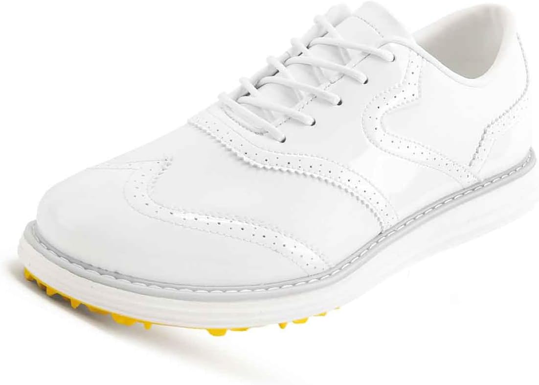 

Мужские гольф-кроссовки VEACAM Fashion с отделкой броги для улицы без шипов, для спортивных тренировок, водоотталкивающие, белый