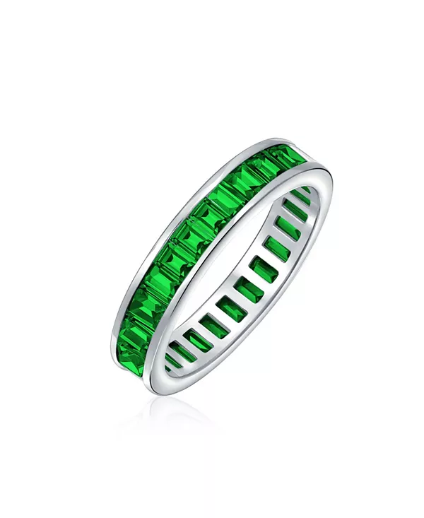 

Кольцо с прямоугольной огранкой "багет" из кубического циркония, покрытое желтым золотом, серебро 925 пробы, наборные кольца, 4 мм Bling Jewelry, green