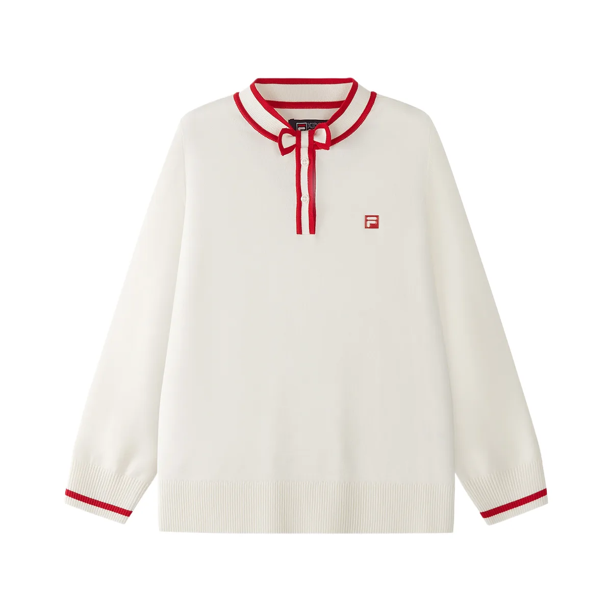 Свитер с V-образным вырезом FILA KIDS, Vanilla White