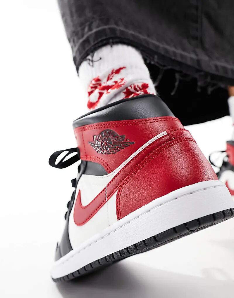 Кроссовки Air 1 Mid белого и красного цвета Jordan — фото 4
