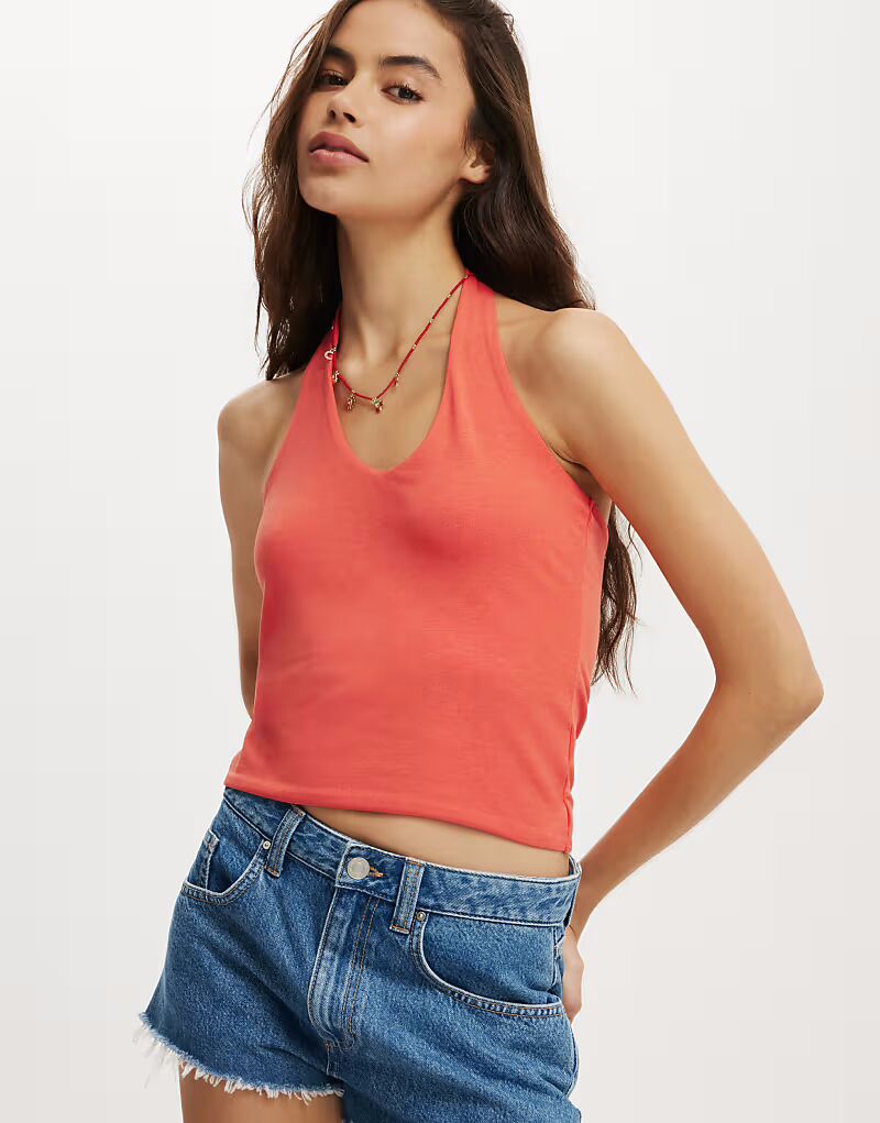 

Топ Cotton:On All day v neck halter in pink