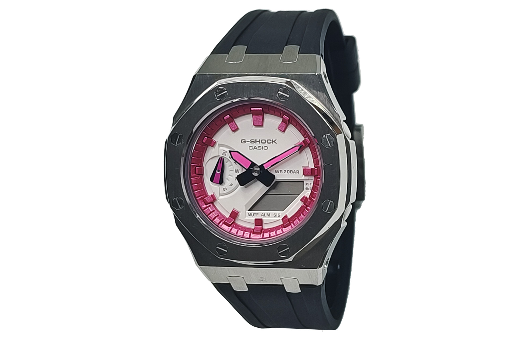 

CASIO Мужские часы Retrofit Series с кварцевым механизмом и ремешком из фторэластомера, белый циферблат