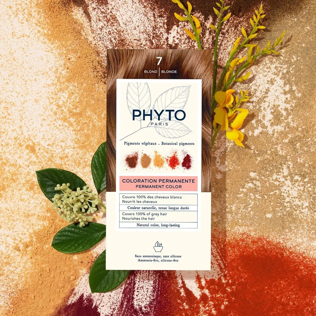 Стойкая краска для волос PHYTO Phytocolor с растительными пигментами, 100% закрашивание седых волос, без аммиака, без PPD, без резорцина, 0,42 унции. 11.91 г (1 шт.), 7 Blonde — фото 2