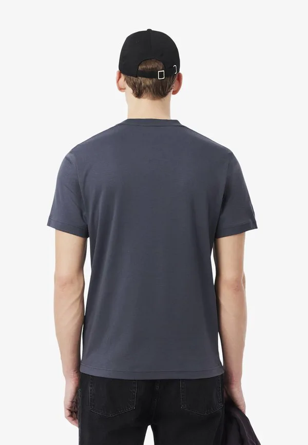 Футболка мужская Lacoste базовая, однотонная, Gris Fonce — фото 3