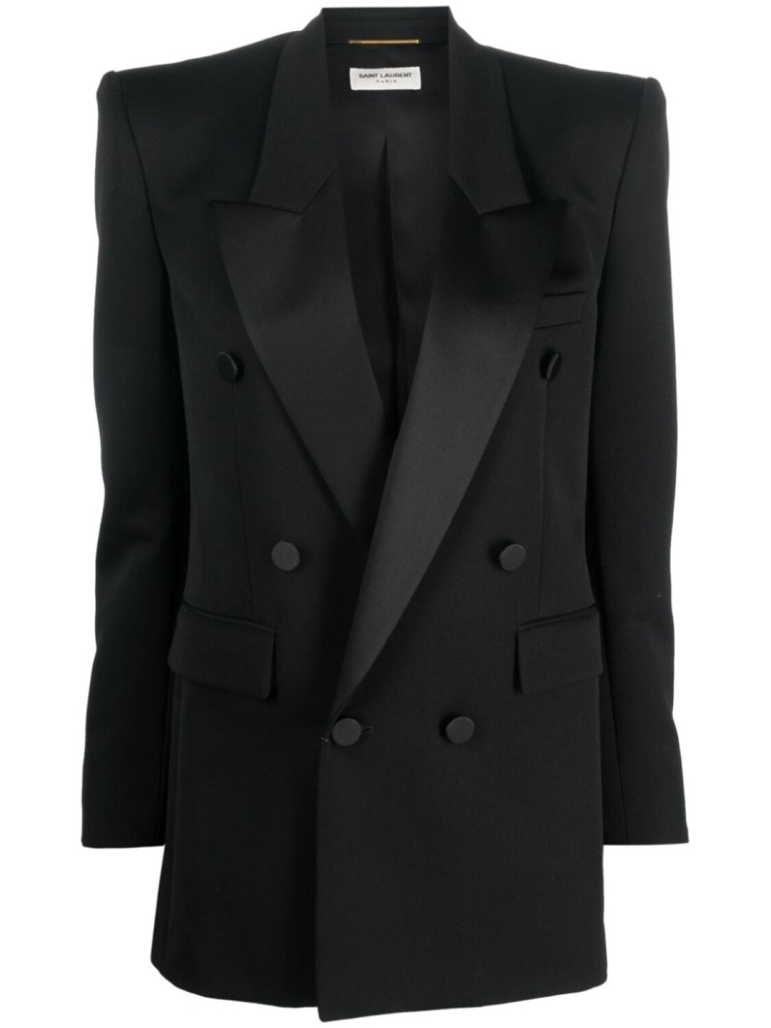 

Saint Laurent двубортный шерстяной блейзер, черный