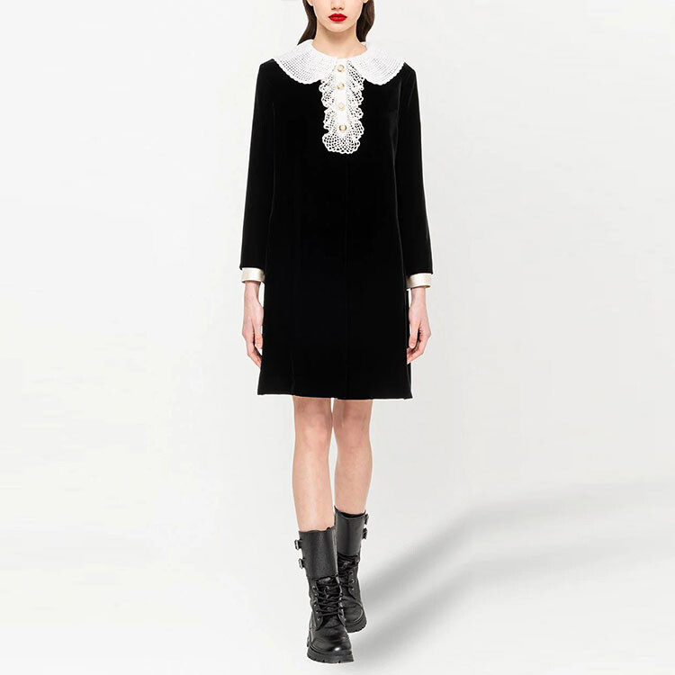 

Платье с длинными рукавами женское черное Miu Miu