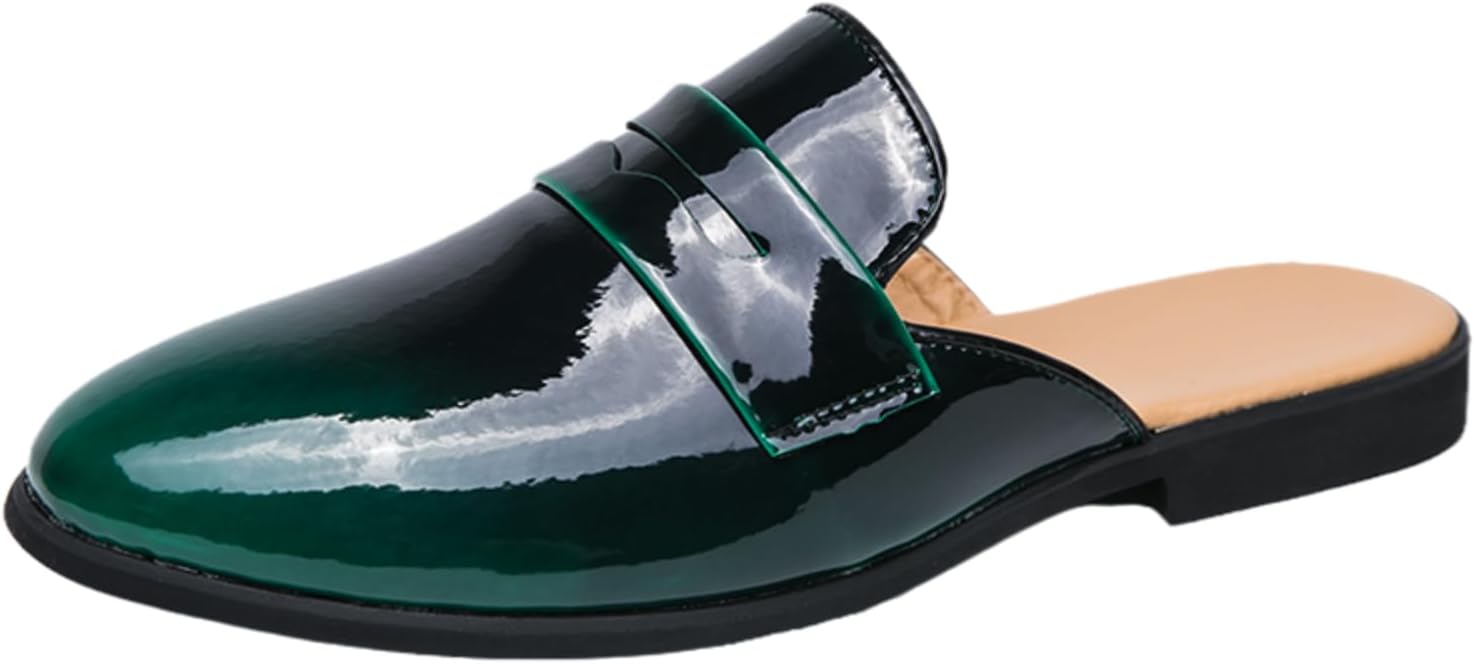 

Мужские ретро-мюли из лакированной кожи без задника Qwuieoin, зеленый