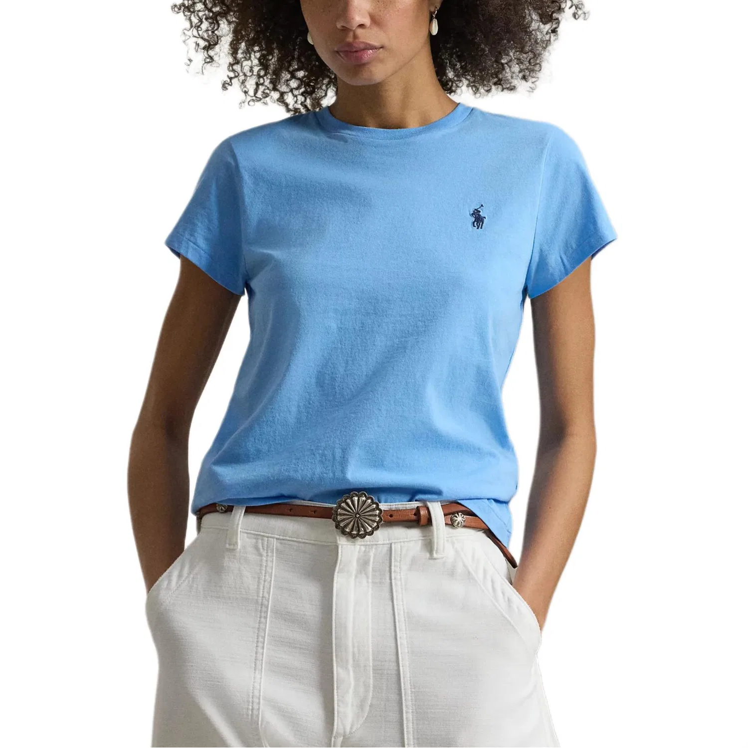 Футболка с вышивкой пони Pony Embroidered Crewneck Polo Ralph Lauren, Chatham Blue — фото 3