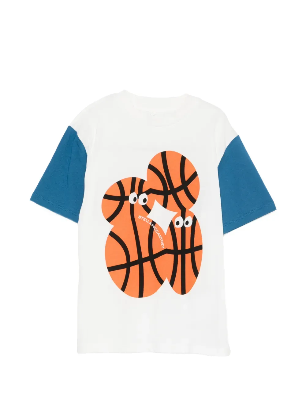Футболка в стиле колор-блок с принтом баскетбола Stella McCartney Kids, белый