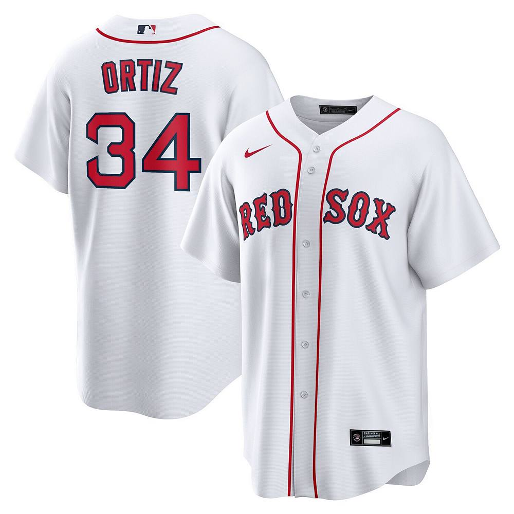 

Мужская белая футболка Nike David Ortiz Boston Red Sox Home Replica Player, цвет Rsx White