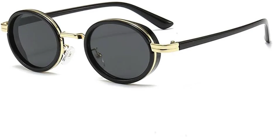 

Сексуальные женские солнцезащитные очки, модные овальные солнцезащитные очки в роскошной металлической оправе в стиле панк, женские очки LVTFCO, Gold Black