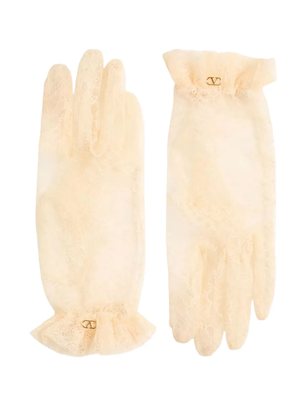 

Перчатки с кружевными рюшами Valentino Garavani, желтый