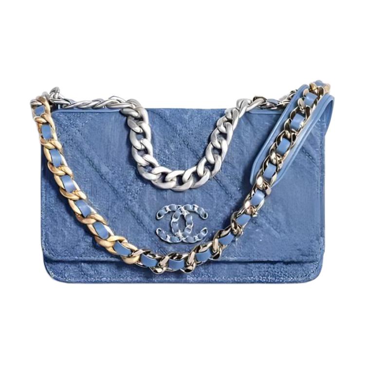 

Сумка 19BagWOC из денима с цепочкой, плечевая сумка, кроссбоди, мини-кошелек женский светло-голубой CHANEL