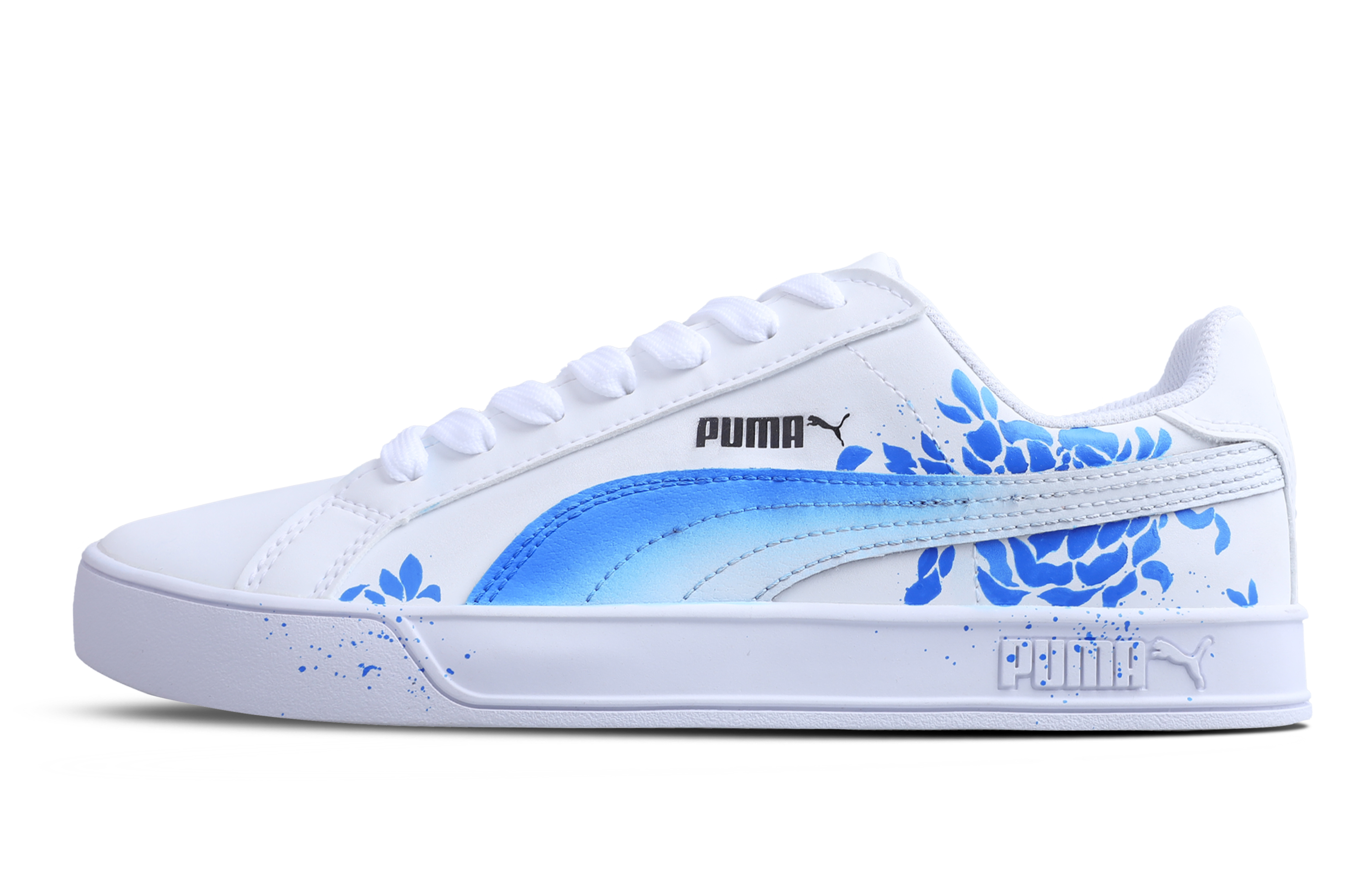 

Кроссовки Puma Smash Vulc Skateboarding Shoes Unisex Low-top White/blue/black, белый/синий