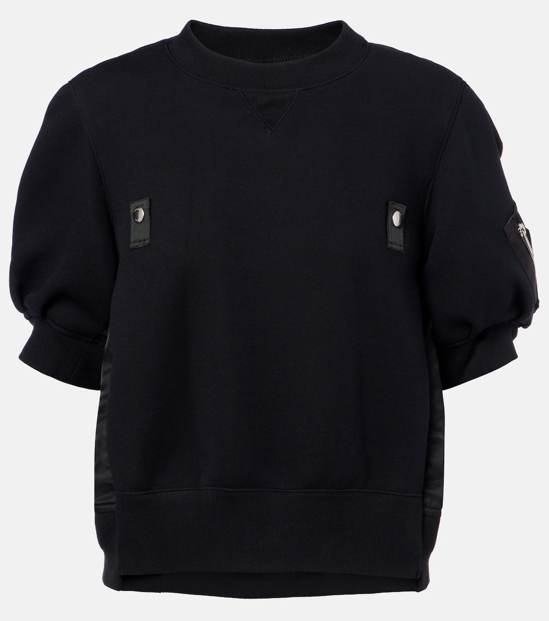 

Топ из твила и джерси Sacai, черный