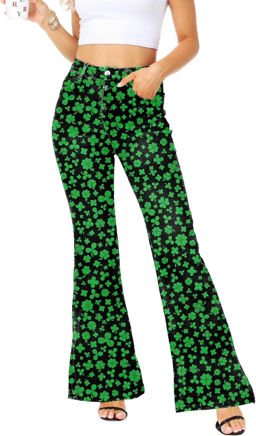 

Женские джинсы клеш St Patricks Day Shamrock Magrank