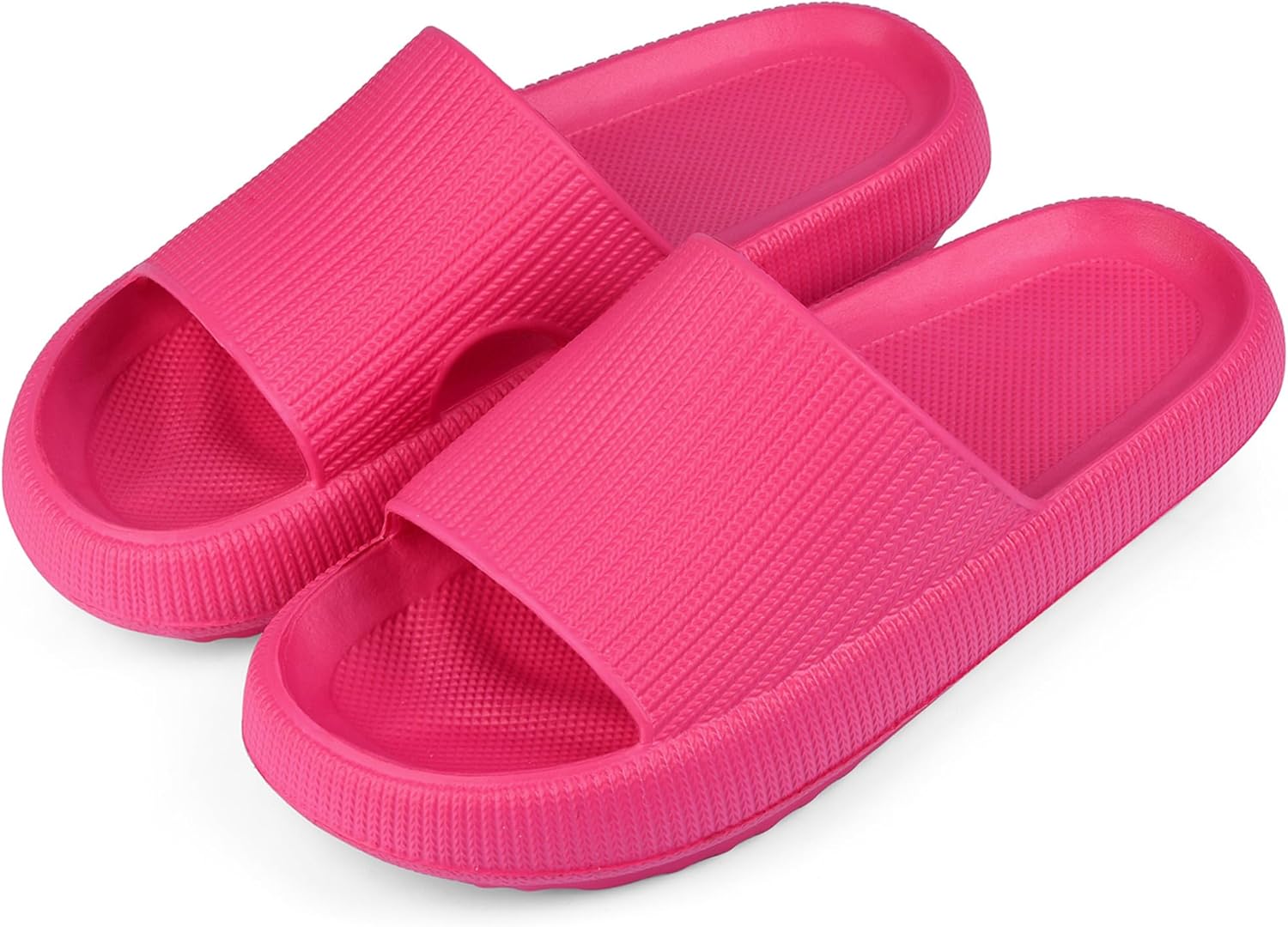 

MKP COLLECTION Унисекс шлепанцы Cloud с ультрадляной подошвой и 3D противоскользящим рисунком - быстро сохнущие банные сандалии для душа, бассейна и спортзала, легкие домашние тапочки-подушки для женщин и мужчин, фуксия