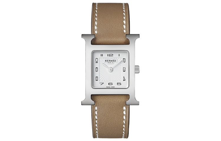 

HERMES Наручные часы Heure H Collection с кварцевым механизмом, ремешком из натуральной кожи и белым циферблатом, женские часы W036709WW00