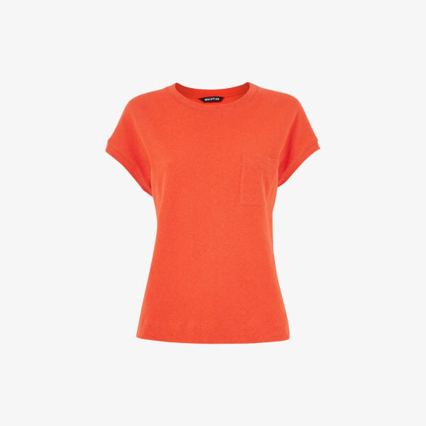 

Футболка из льна и хлопка Ember с накладными карманами Whistles, красный