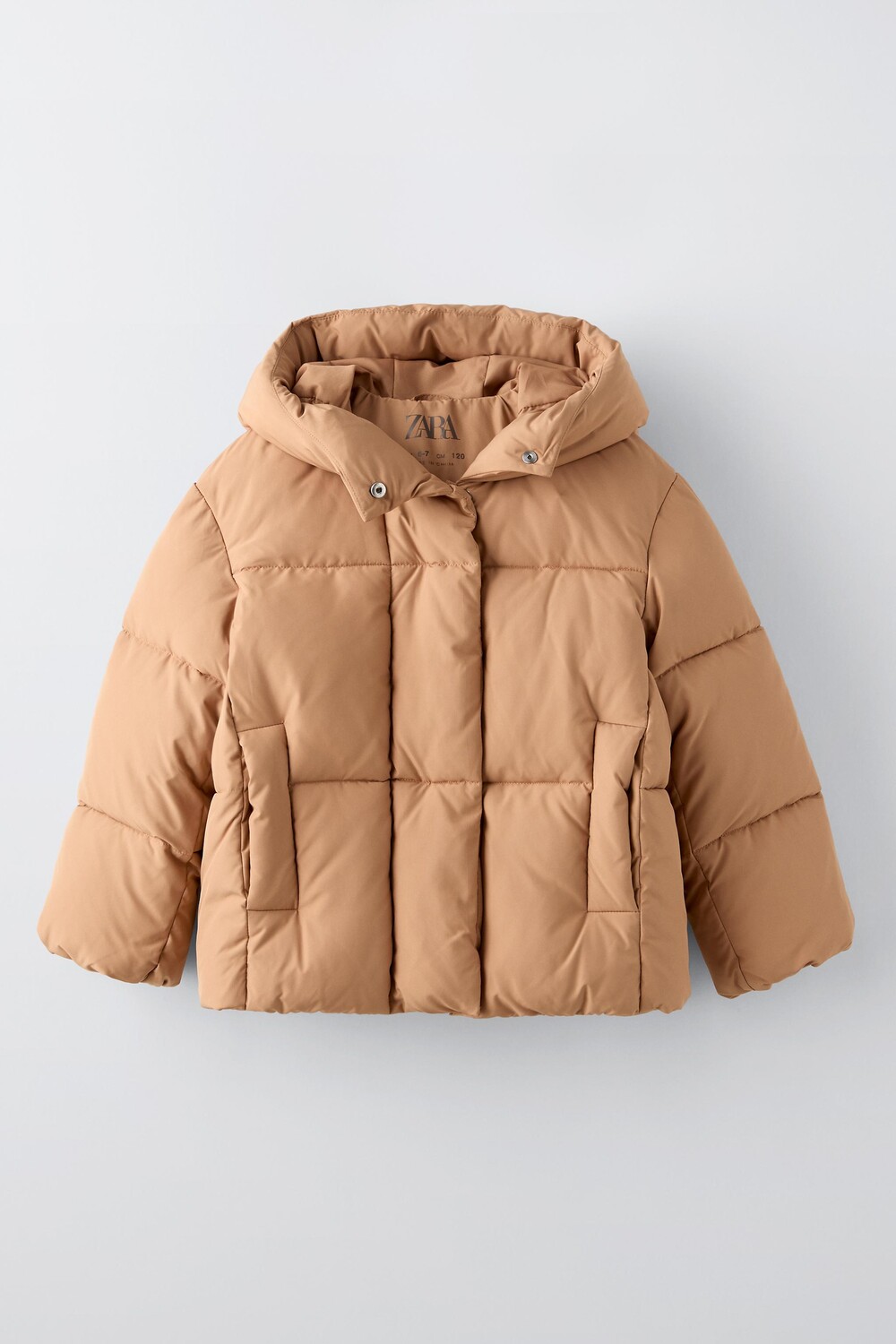 

Куртка-пуховик с капюшоном ZARA, цвет toffee