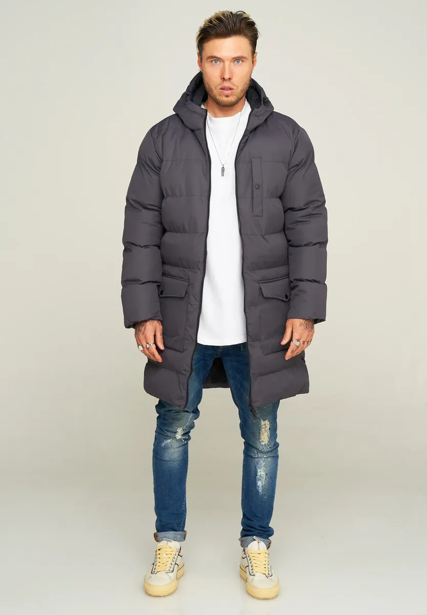 

Стеганая куртка behype "PUFFER PARKA", стеганая куртка с капюшоном, серый