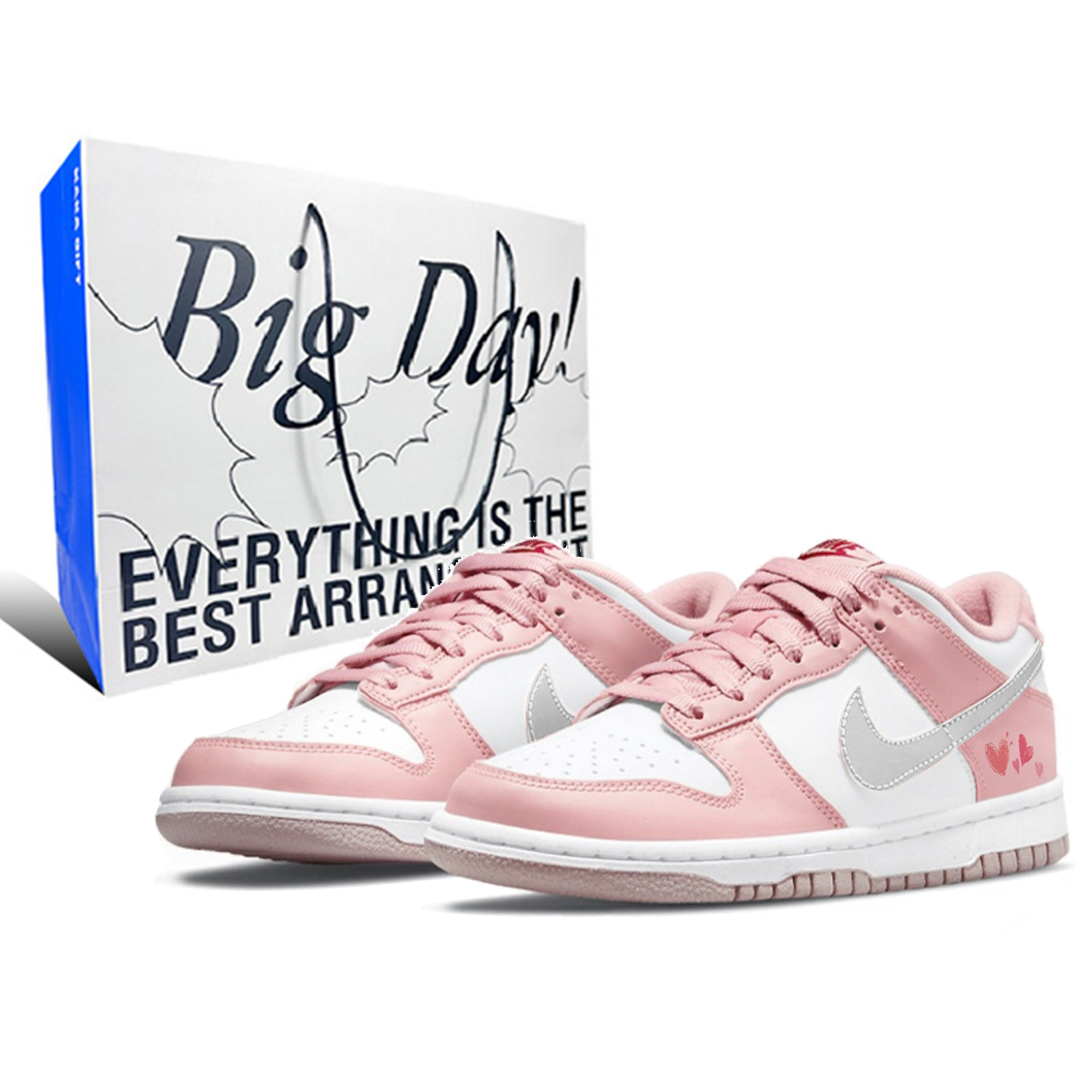 

Детские кроссовки для скейтбординга Dunk Low Top для подростков Nike, розовый/белый