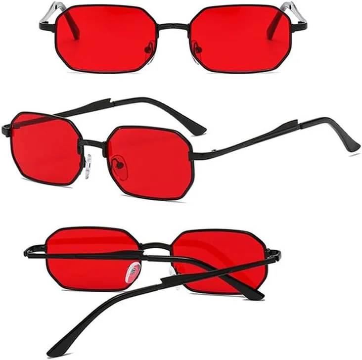 

Модные прямоугольные солнцезащитные очки для женщин и мужчин, металлические, для вождения, классические очки с защитой от УФ-излучения UV400 MTZJH, Black Red