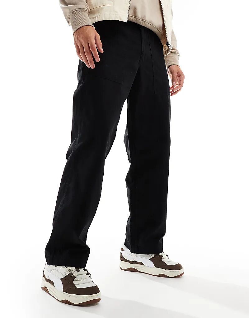 

Брюки плотника широкого кроя черного цвета Jack & Jones