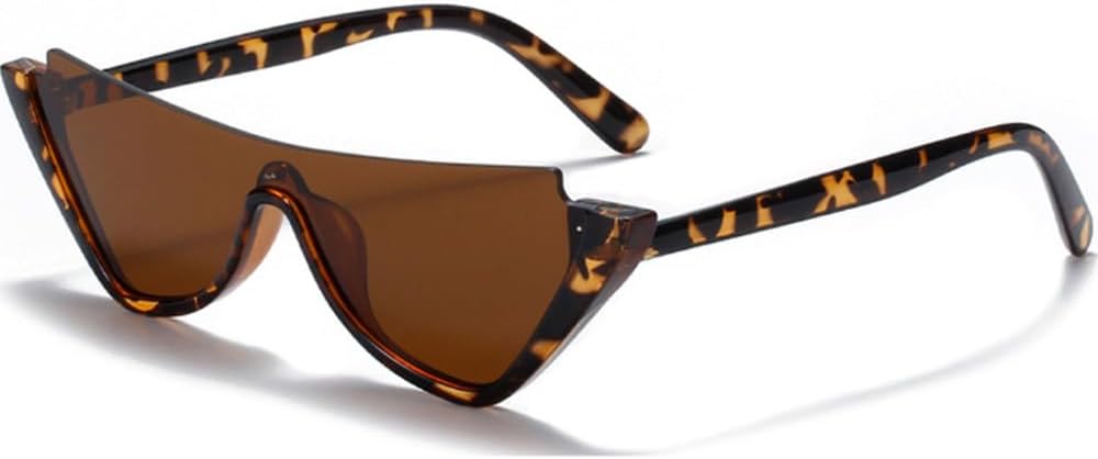 

Солнцезащитные очки «кошачий глаз» для женщин и мужчин, ретро-стиль, полуободковые солнцезащитные очки, женские очки с защитой от УФ-излучения UV400 для активного отдыха generic, Leopard Tea