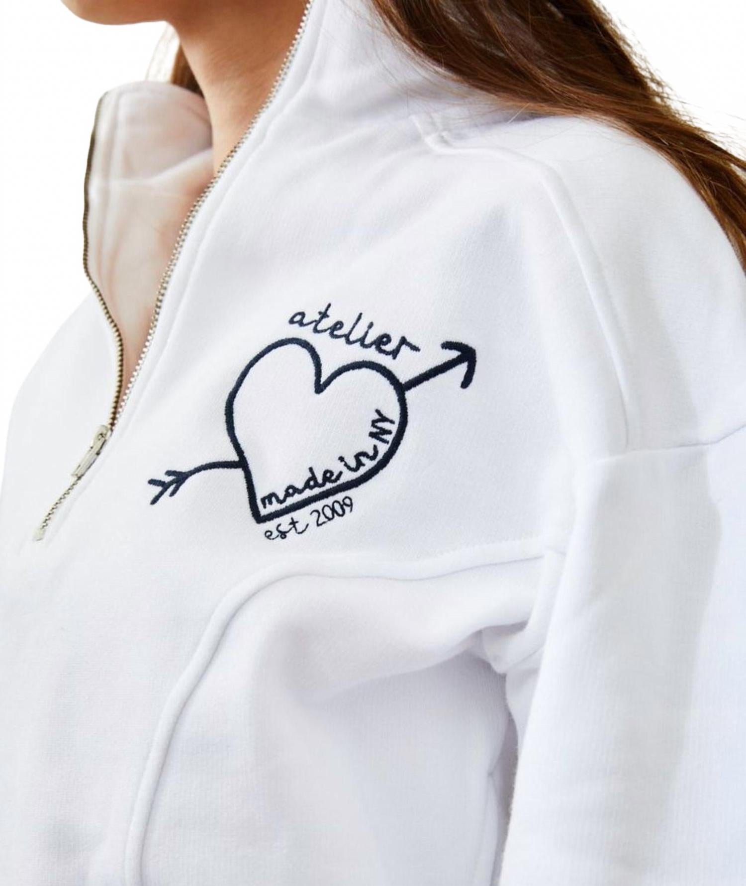 THEME Детская толстовка Crosby Half Zip Atelier белого цвета — фото 2