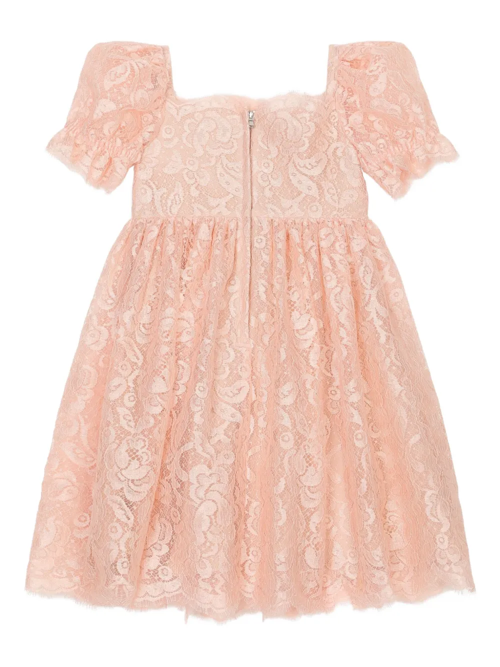 Кружевное платье с короткими рукавами Dolce & Gabbana Kids, розовый — фото 2