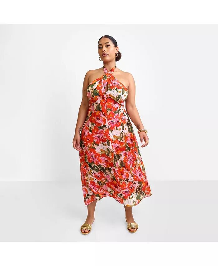 

Женское платье-комбинация Giada Floral Halter Midi Rebdolls, мультиколор